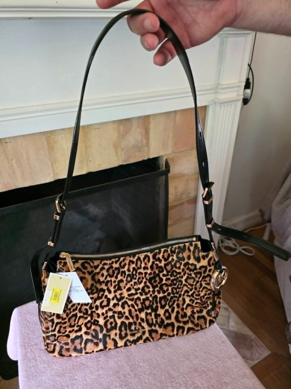 MICHAEL MICHAEL KORS Nolita Medium Leopard Print Calf Hair Shoulder Bag